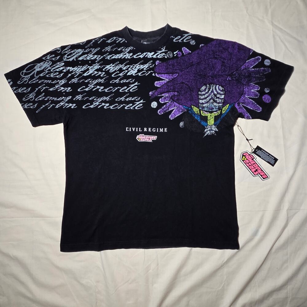 Civil Regime x Powerpuff Girls Mojo Jojo AOP T-Shirt Vintage Black XL NWT